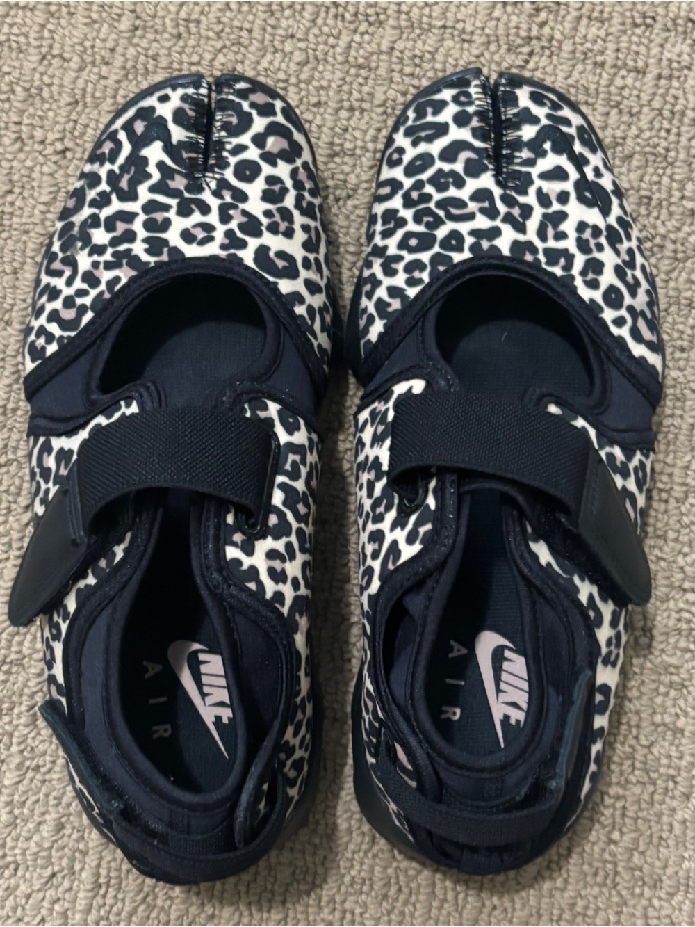 Nike Leopard-Print Air Rift Sneakers in Black and Tan